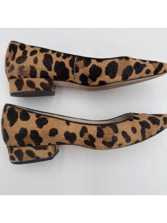 Cole Haan Chelsea Leopard Printed Calf Hair Pointed Toe Loafers 7B Slit Heel - Picture 4 of 11